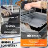 Hisencn Full Size Cast Iron Griddle Insert for Weber Genesis 300 Series(2007-2016), Genesis E-310 E-320 E-330, Genesis S-310 S-320 S-330, Flat Top Griddle Replace for Weber 7524 Grates, with Handle