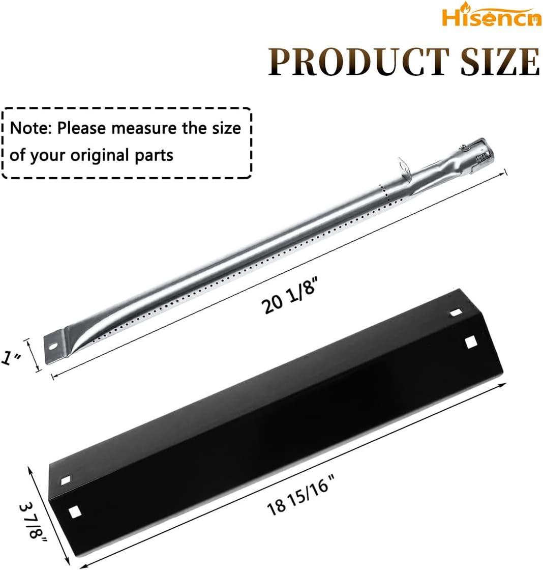 imageHisencn Replacement Parts for Chargriller 3001 3008 3030 4000 5050 5252 Gas Grill Burner Tube Heat Plate Porcelain Cast Iron Cooking Grates Ignitor for Chargriller 3 Burner Gas GrillBlack