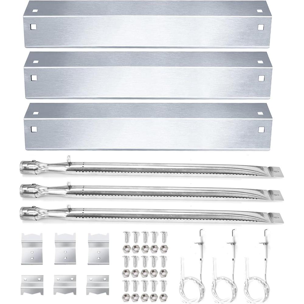 imageHisencn Replacement Parts for Chargriller 5050 3001 5650 3008 3030 4000 King Griller 5252 Grill Stainless Steel Burner Tube Heat Plate Tent Ignitor for Chargriller Parts Replacement