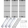Hisencn Replacement Parts for Chargriller 3001, 3008, 3030, 4000, 5050, 5252 Gas Grill, Burner Tube, Heat Plate, Porcelain Cast Iron Cooking Grates, Ignitor for Chargriller 3 Burner Gas Grill(Silver)