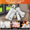 Hisencn 6 Pieces Gas Fireplace Logs, White Birch Wood Ceramic Logs for Fire Pits, Propane, Gas, Gel, Ethanol, Electric, Gas Inserts, Indoor Outdoor Fireplace Fake Wood
