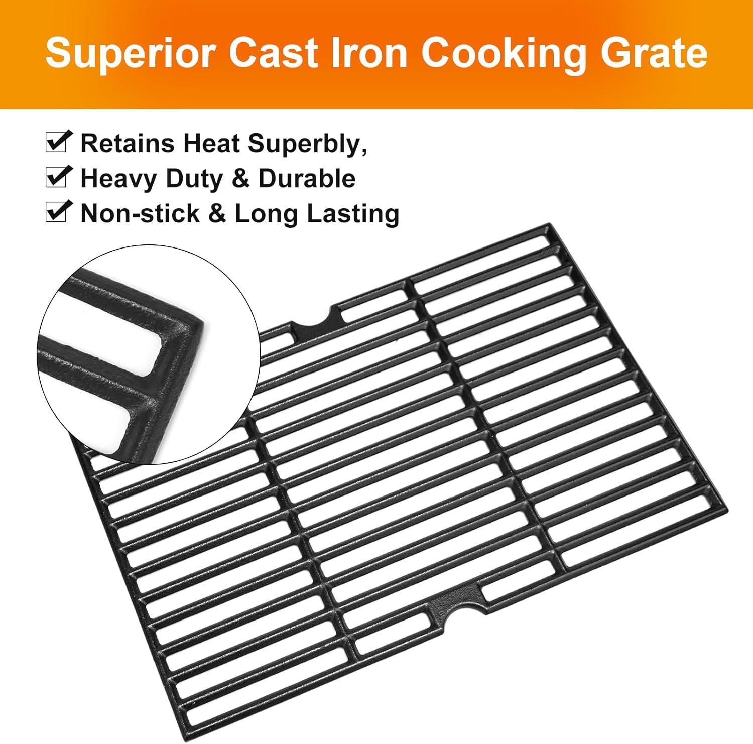 imageHisencn Grill Replacement Part for Dyna Glo DGH474CRP DGH485CRP 5 Burner Grill Porcelain Steel Heat Plate Tents 5 Pack Cast Iron Cooking Grates 3 Pack for Dyna Glo 5 Burner Gas Grillfor DynaGlo DGH474CRP