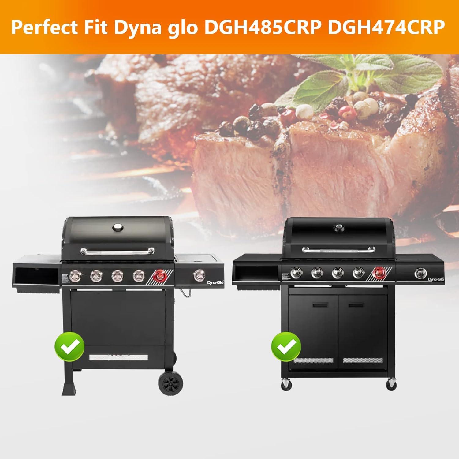 imageHisencn Grill Replacement Part for Dyna Glo DGH474CRP DGH485CRP 5 Burner Grill Porcelain Steel Heat Plate Tents 5 Pack Cast Iron Cooking Grates 3 Pack for Dyna Glo 5 Burner Gas Grillfor DynaGlo DGH474CRP