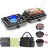 Hisencn Camping Stove,2 Burner Propane Camping Stove with Cookware Set,30,000 BTU Foldable Portable Gas Stove with Carry Bag,Outdoor Cooking Stove for Camping Gear,RV Essentials & Emergency,Green(Green)