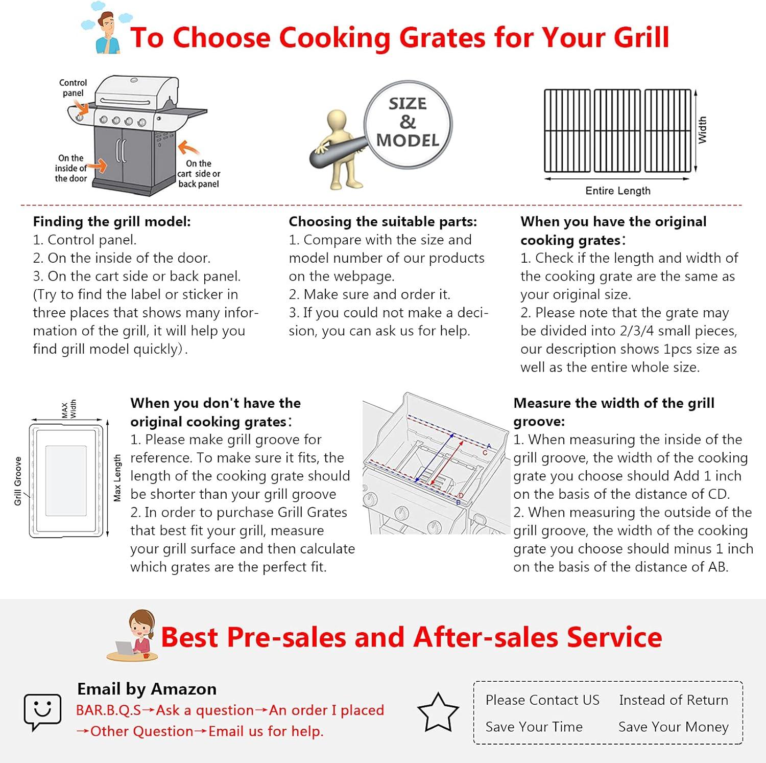 imageHisencn Grill Grates for Brinkmann 8102410S 8102511S 8108410F 8102512S 81084115 Porcelain Coated Cast Iron Cooking Gtates for Brinkmann Grill Replacement Parts 1775 x 267 3 Pack