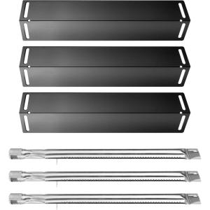 Hisencn Grill Replacement Parts for Smoke Hollow PS9900 PS9500 6500 6800 SH5000 SH9916 Grill, 16 1/2 Inch Porcelain Steel Heat Plate Shield, Stainless Steel Burner Pipe Grill Parts Repair Kit, 3 Pack