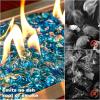 Hisencn 10 Pounds Caribbean Blue Fire Glass Beads for Fire Pit, 1/2 Inch Fire Glass Rocks for Propane Gas Fireplace or Natural, Outdoor and Indoor Reflective Decorative Tempered Firepit Glass(Caribbean Blue Luster)