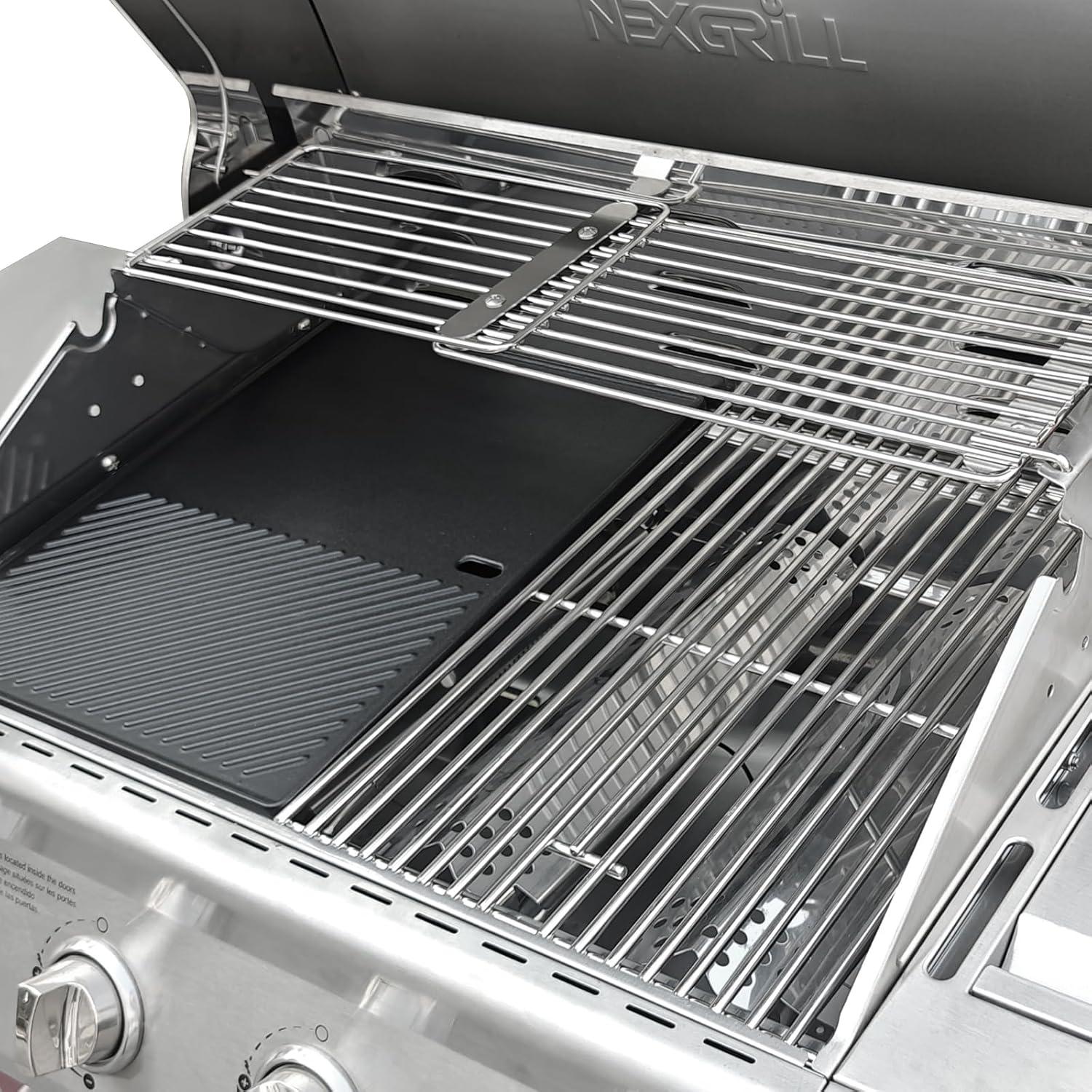 imageHisencn 17 Inch Grill Grate and Griddle Replacement Parts for Nexgrill 4 Burner 7200830HR 7200830H 7200958A 7200783E 5 Burner 7200888N 7200888 7200697 Gas Grill ModelsFor Nexgrill 7200830H grategriddle