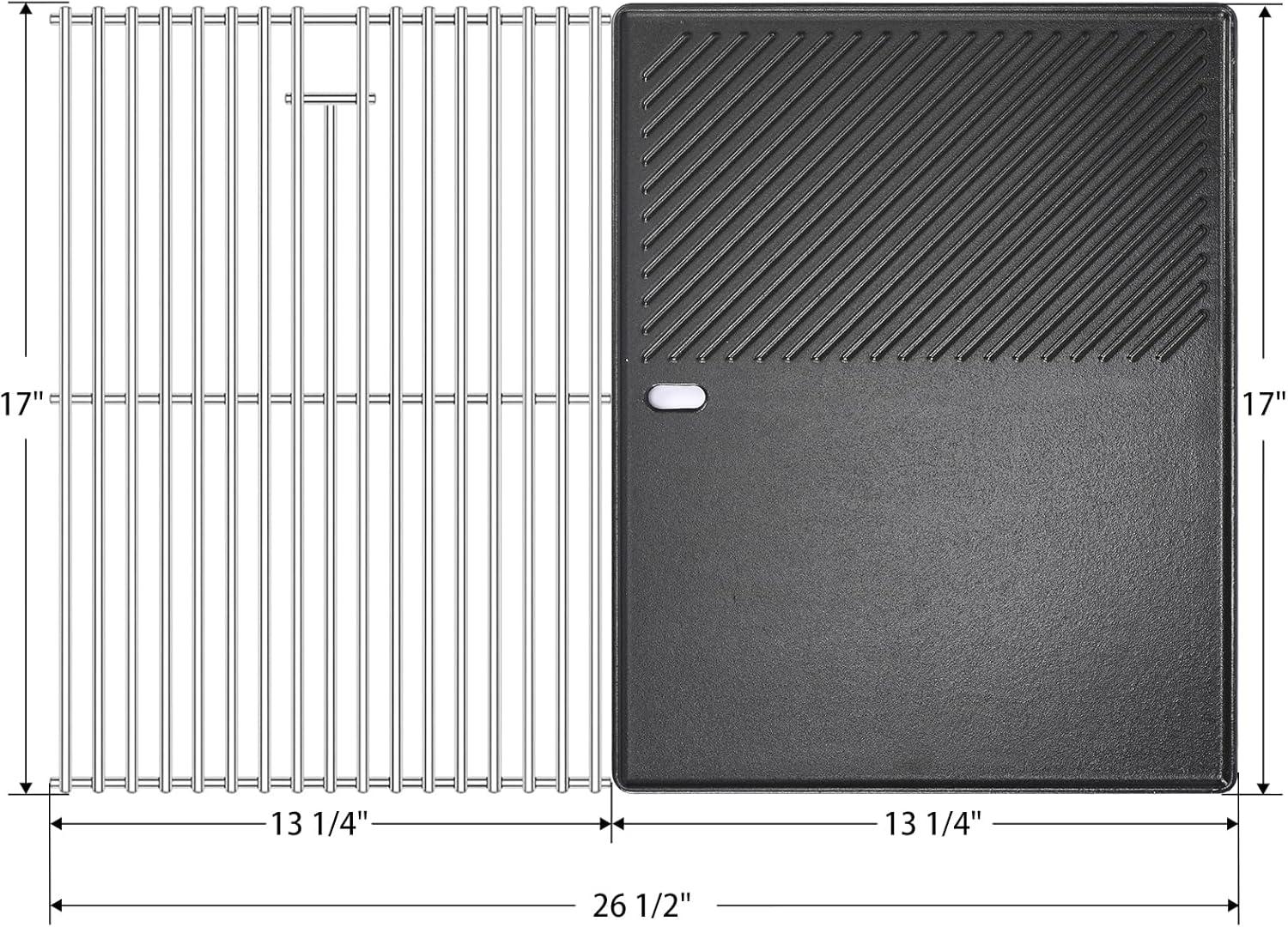 imageHisencn 17 Inch Grill Grate and Griddle Replacement Parts for Nexgrill 4 Burner 7200830HR 7200830H 7200958A 7200783E 5 Burner 7200888N 7200888 7200697 Gas Grill ModelsFor Nexgrill 7200830H grategriddle