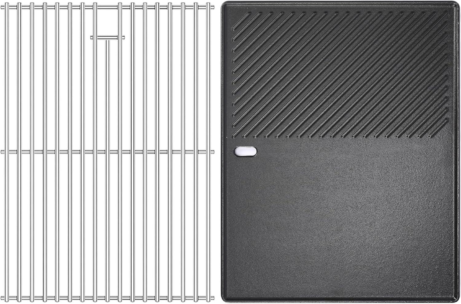 imageHisencn 17 Inch Grill Grate and Griddle Replacement Parts for Nexgrill 4 Burner 7200830HR 7200830H 7200958A 7200783E 5 Burner 7200888N 7200888 7200697 Gas Grill ModelsFor Nexgrill 7200830H grategriddle