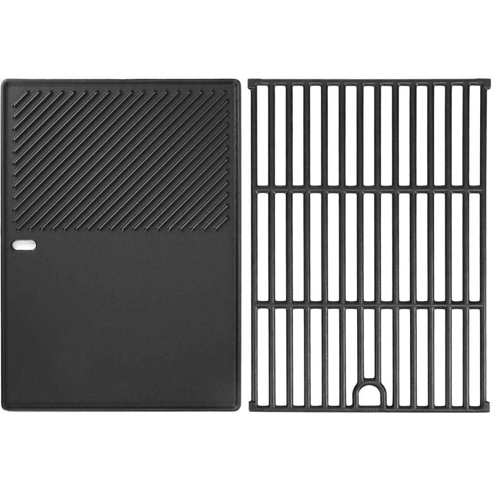 imageHisencn 17 Inch Grill Grate and Griddle Replacement Parts for Nexgrill 4 Burner 7200830HR 7200830H 7200958A 7200783E 5 Burner 7200888N 7200888 7200697 Gas Grill ModelsFor Nexgrill 7200925P grategriddle