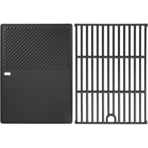 Hisencn 17 Inch Grill Grate and Griddle Replacement Parts for Nexgrill 4 Burner 720-0830HR 720-0830H 720-0958A 720-0783E, 5 Burner 720-0888N, 720-0888 720-0697 Gas Grill Models(For Nexgrill 720-0925P grate&griddle)