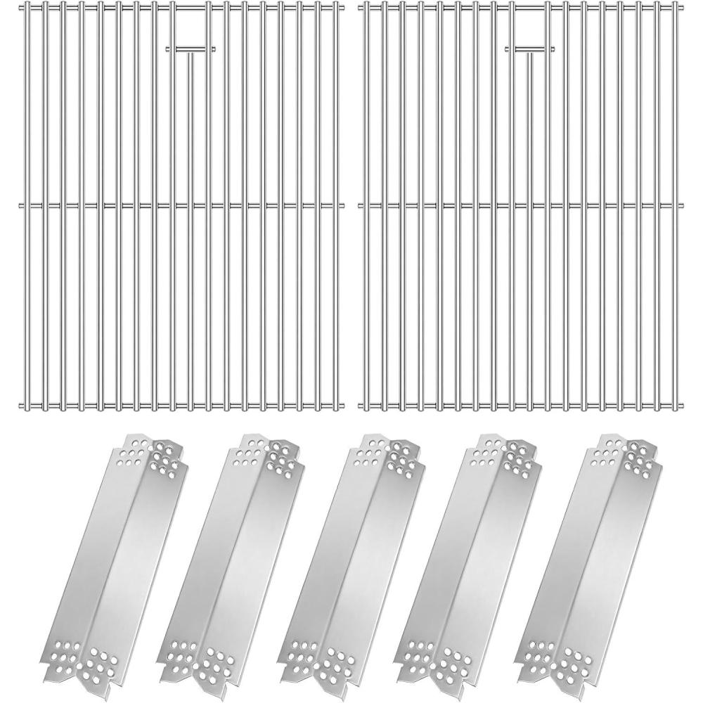 imageHisencn Grill Parts for Home Depot Nexgrill 5 Burner 7200882A Stainless Steel Heat Plates and Grill Grates 169 x 287 Cooking Grates for Nexgrill 7200882A Evolution Infrared PlusWith 5 Stainless steel heat plates