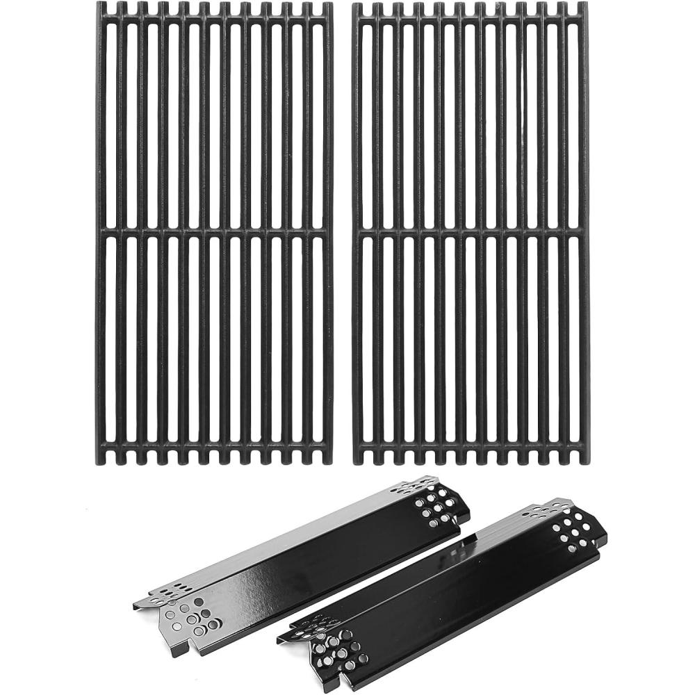 imageHisencn Grill Parts for Home Depot Nexgrill 5 Burner 7200882A Stainless Steel Heat Plates and Grill Grates 169 x 287 Cooking Grates for Nexgrill 7200882A Evolution Infrared PlusWith 2 Porcelain steel heat plates2 grill grates