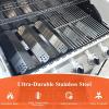 Hisencn Grill Parts for Home Depot Nexgrill 5 Burner 720-0882A, Stainless Steel Heat Plates and Grill Grates, 16.9” x 28.7” Cooking Grates for Nexgrill 720-0882A Evolution Infrared Plus(With 5 Stainless steel heat plates)