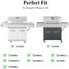 Hisencn Grill Parts for Home Depot Nexgrill 5 Burner 720-0882A, Stainless Steel Heat Plates and Grill Grates, 16.9” x 28.7” Cooking Grates for Nexgrill 720-0882A Evolution Infrared Plus(With 6 Porcelain steel heat plates)