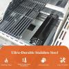 Hisencn Grill Parts for Home Depot Nexgrill 5 Burner 720-0882A, Stainless Steel Heat Plates and Grill Grates, 16.9” x 28.7” Cooking Grates for Nexgrill 720-0882A Evolution Infrared Plus(With 2 Porcelain steel heat plates&2 burner)