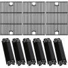 Hisencn Grill Parts for Home Depot Nexgrill 5 Burner 720-0882A, Stainless Steel Heat Plates and Grill Grates, 16.9” x 28.7” Cooking Grates for Nexgrill 720-0882A Evolution Infrared Plus(With 6 Porcelain steel heat plates)