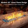 Hisencn 30 x 10 Inch Drop-in Fire Pit Kit, Premium Stainless Steel Modern Fire Trough with Tempered Glass Wind Guard, Built-in Outdoor Table Flame Feature for Patio, Backyard & Entertaining