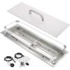 Hisencn 30 x 10 Inch Drop-in Fire Pit Kit, Premium Stainless Steel Modern Fire Trough with Tempered Glass Wind Guard, Built-in Outdoor Table Flame Feature for Patio, Backyard & Entertaining