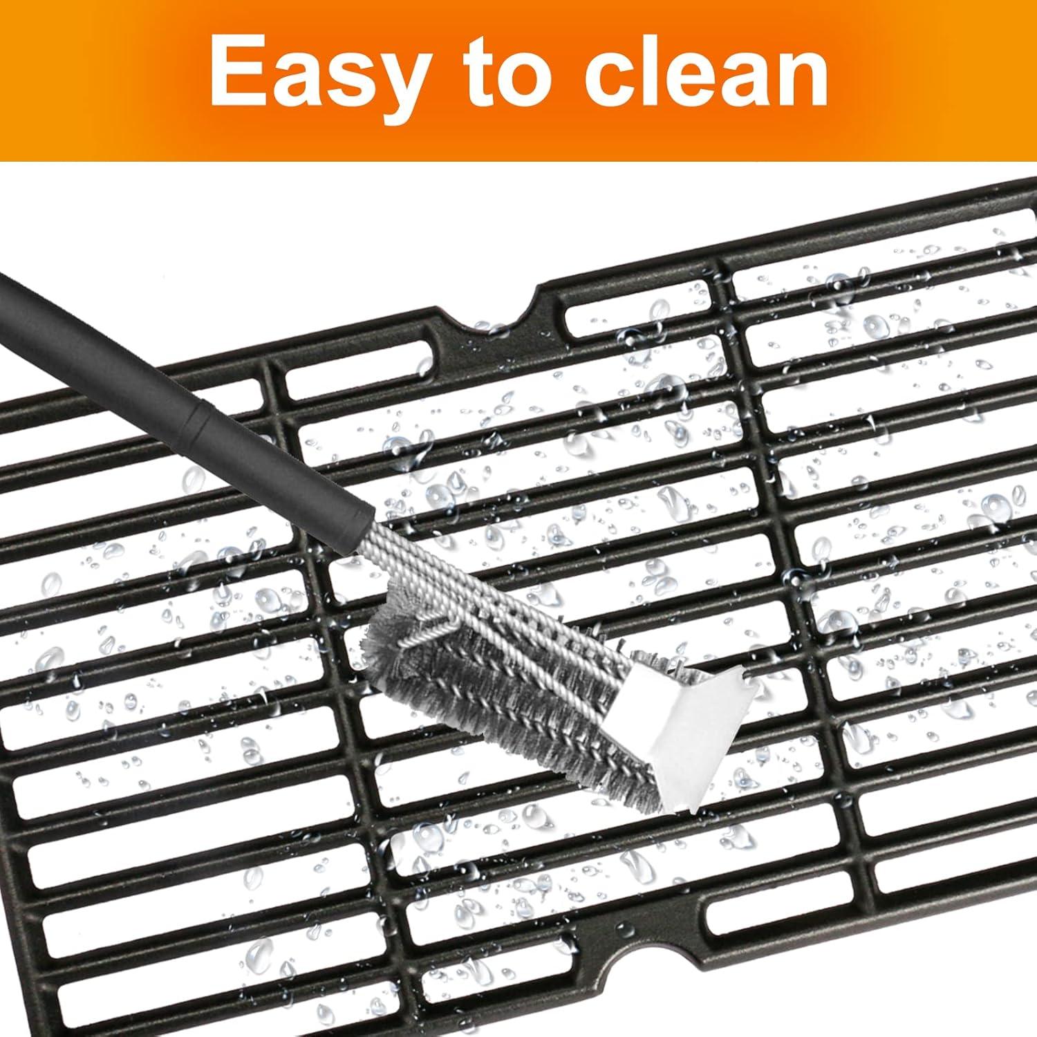 imageHisencn Replacement Parts for CharGriller 5050 3001 5650 3008 3030 4000 Porcelain Steel Heat Plate and Cooking Grates for Chargriller 3 Burner Gas GrillFor CharGriller 14 14 x 16 67