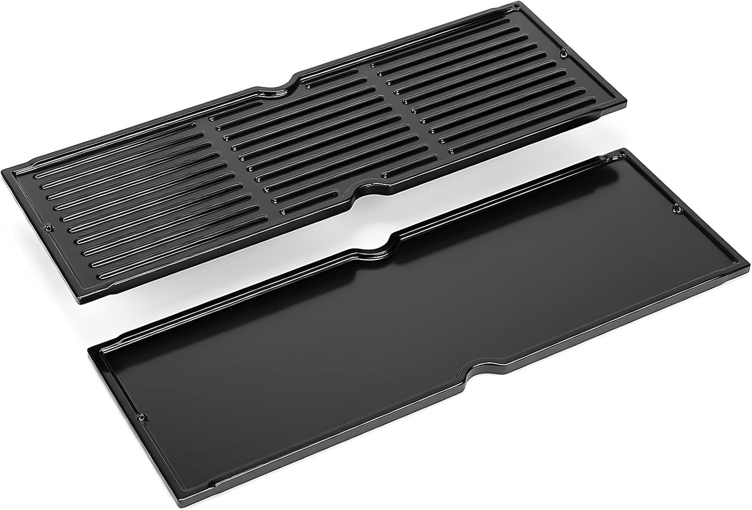 imageHisencn Replacement Parts for CharGriller 5050 3001 5650 3008 3030 4000 Porcelain Steel Heat Plate and Cooking Grates for Chargriller 3 Burner Gas GrillFor CharGriller 5050 Grill Grates Griddle