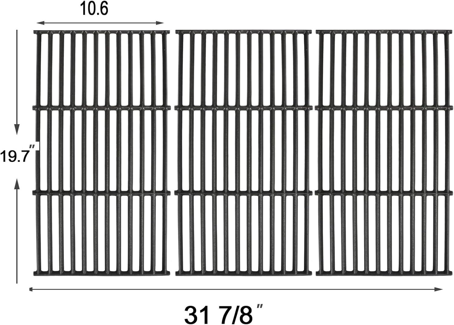 imageHisencn Replacement Parts for CharGriller 5050 3001 5650 3008 3030 4000 Porcelain Steel Heat Plate and Cooking Grates for Chargriller 3 Burner Gas GrillFor CharGriller 19 710 x 31 78