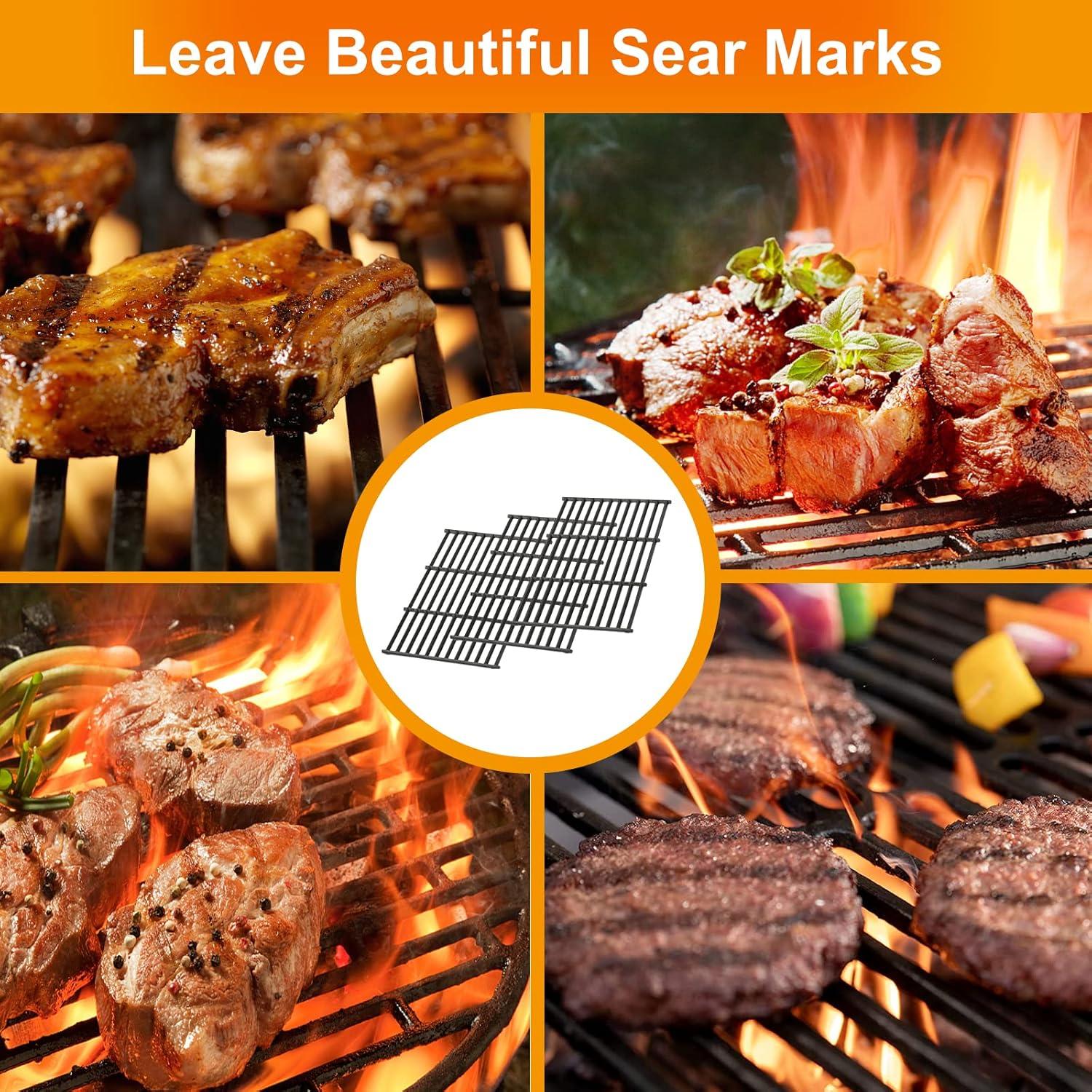 imageHisencn Replacement Parts for CharGriller 5050 3001 5650 3008 3030 4000 Porcelain Steel Heat Plate and Cooking Grates for Chargriller 3 Burner Gas GrillFor CharGriller 19 710 x 31 78