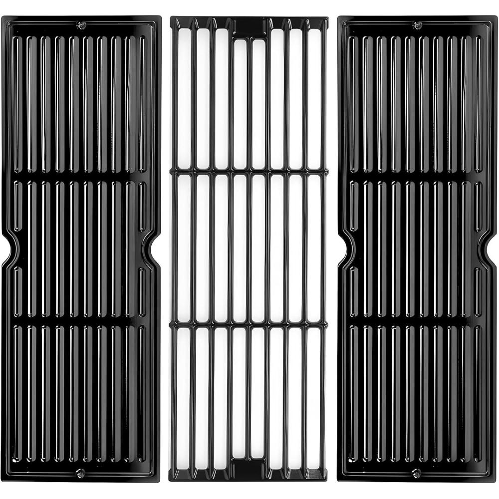 imageHisencn Replacement Parts for CharGriller 5050 3001 5650 3008 3030 4000 Porcelain Steel Heat Plate and Cooking Grates for Chargriller 3 Burner Gas GrillFor CharGriller 5050 Grill Grates Griddle