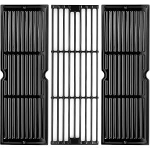 Hisencn Replacement Parts for Char-Griller 5050, 3001, 5650, 3008, 3030, 4000, Porcelain Steel Heat Plate and Cooking Grates for Chargriller 3 Burner Gas Grill(For Char-Griller 5050 Grill Grates & Griddle)