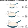 Hisencn Enameled Cast Iron Cookware Set – 7 Piece Dutch Ovens Set, Sauce Pan, Skillet, 3 Lids, Pots and Pans Set, Ceramic Coated Cast Iron, Heavy Duty, Gas/Induction Compatible, PFA Free(Biscay Blue)