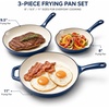 Hisencn Enameled Cast Iron Cookware Set – 7 Piece Dutch Ovens Set, Sauce Pan, Skillet, 3 Lids, Pots and Pans Set, Ceramic Coated Cast Iron, Heavy Duty, Gas/Induction Compatible, PFA Free(Navy Blue)