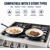 Hisencn Enameled Cast Iron Cookware Set – 7 Piece Dutch Ovens Set, Sauce Pan, Skillet, 3 Lids, Pots and Pans Set, Ceramic Coated Cast Iron, Heavy Duty, Gas/Induction Compatible, PFA Free(Navy Blue)