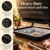 Hisencn Drip Pan for Weber, 93305 Catch Pan with 20-Pack 6415 Foil Grease Tray Liners, for Spirit 200 300 Grills& Genesis II 300, Weber Genesis Silver/Gold/Platinum, Painted Steel(8.6 x 6.0 x 1.2 inches for Weber 93305)