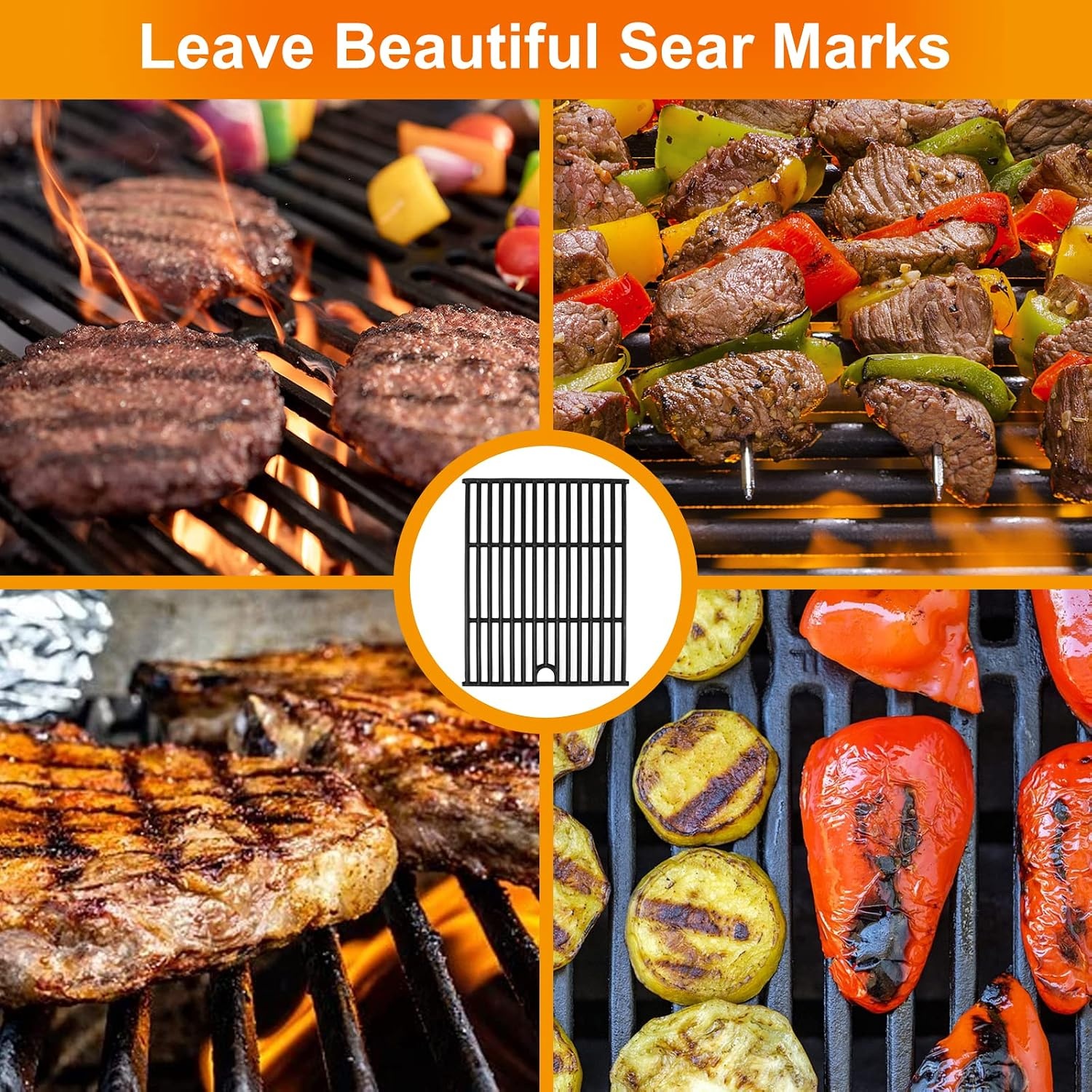 image:imageHisencn Grill Cooking Grates for Expert Grill 7200968C Nexgrill 7200697 Uniflame GBC981W GBC981WC GBC940WIR Brinkmann 81094900 Tera Gear 13013007TG Cast Iron Repalcement Grid