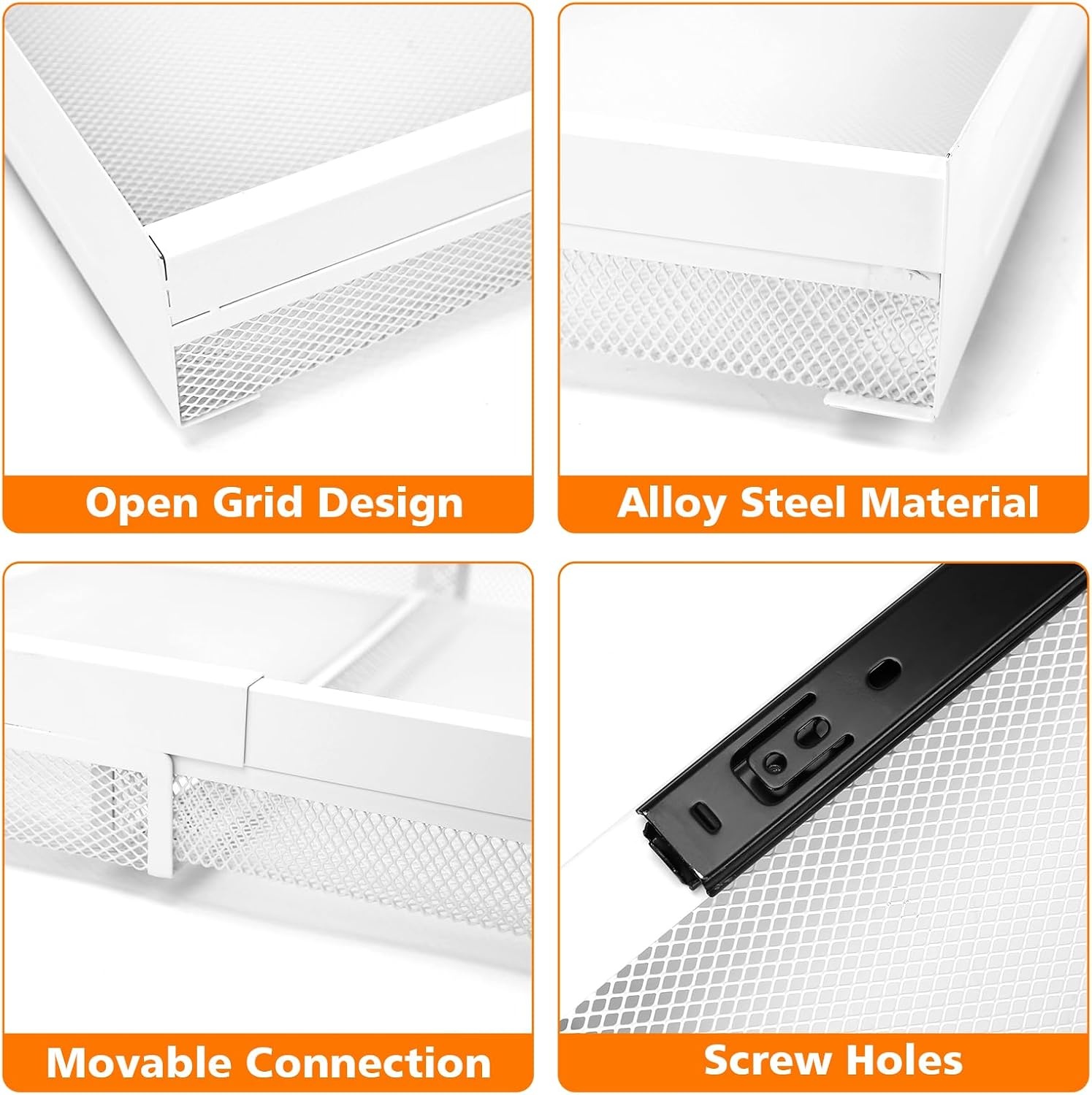 image:imageHisencn 2 Pack Pull Out Cabinet Organizers White 1535165 Deep Kitchen Expandable Cabinet Drawers Slide Out White