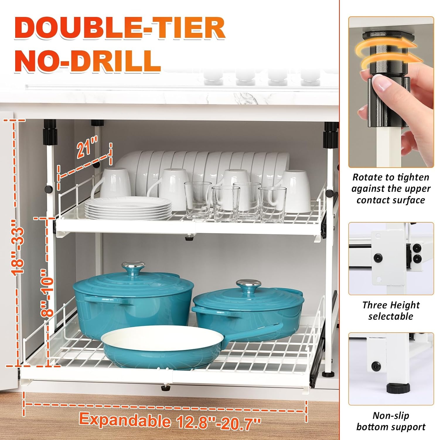image:imageHisencn Expandable 2Tier Pull Out Cabinet Organizer 123456789