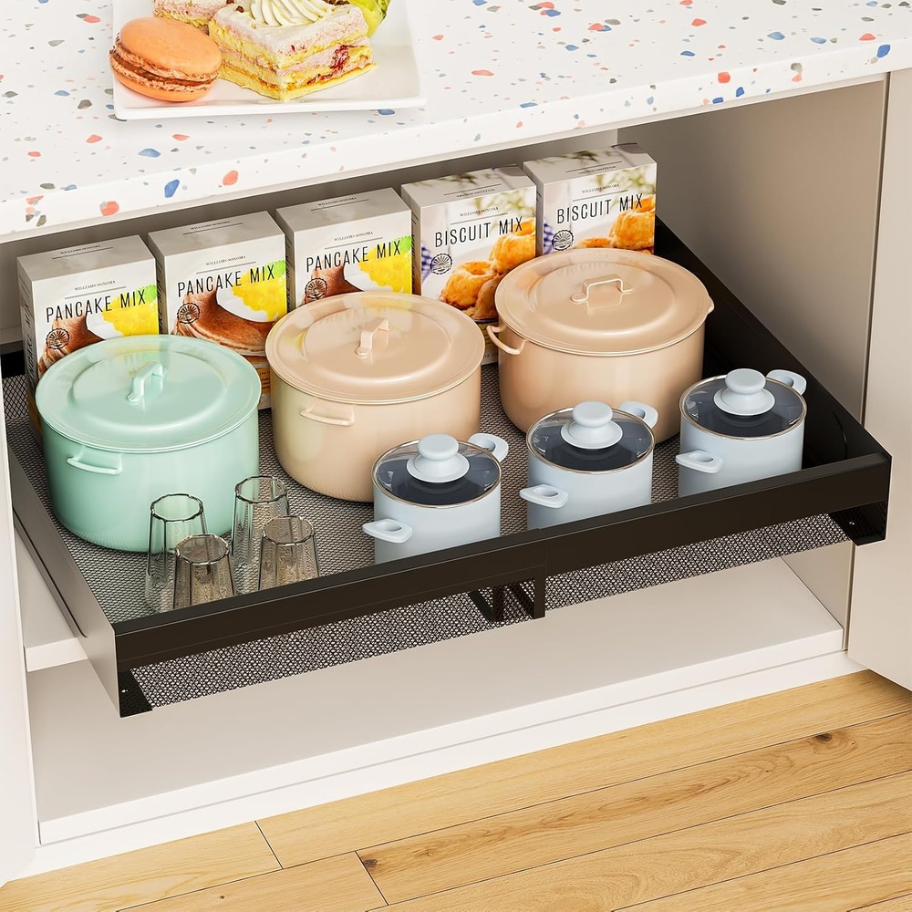 image:imageHisencn Pull Out Cabinet Organizers 16Deep Expandable Cabinet Drawers for Kitchen Cabinets Easytoinstall Cabinet Organizers Without Screws Strong and sturdy For kitchen storage Home amp Bathroom