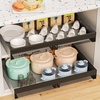 Hisencn 2 Pack Pull Out Cabinet Organizers, White 15.35/16.5″ Deep Kitchen Expandable Cabinet Drawers Slide Out (Black)