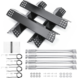 Stainless Steel Burner, Heat Plate Heat Shield, Electrode Ignitor Replacement for Select Jenn-Air 720-0709, 720-0709B,720-0727 Kitchen aid 720-0709c Gas Grill Models, 5 Pack(Porcelain Steel)