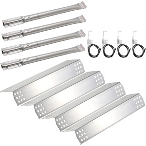 Stainless Steel Burner, Heat Plate Heat Shield, Electrode Ignitor Replacement for Select Jenn-Air 720-0709, 720-0709B,720-0727 Kitchen aid 720-0709c Gas Grill Models, 5 Pack(Stainless Steel)