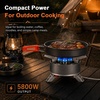 Hisencn single burner camp stove with Grill Pan for Camping,RV Essentials | 15,000 BTU Propane Camping Stove with Cutting Board & Carrying Bag,Portable Camp Stove Set Gifts For Man,Blue(Gray)