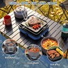 Hisencn single burner camp stove with Grill Pan for Camping,RV Essentials | 15,000 BTU Propane Camping Stove with Cutting Board & Carrying Bag,Portable Camp Stove Set Gifts For Man,Blue(Blue)