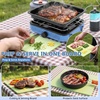 Hisencn single burner camp stove with Grill Pan for Camping,RV Essentials | 15,000 BTU Propane Camping Stove with Cutting Board & Carrying Bag,Portable Camp Stove Set Gifts For Man,Blue(Blue)