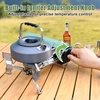 Hisencn single burner camp stove with Grill Pan for Camping,RV Essentials | 15,000 BTU Propane Camping Stove with Cutting Board & Carrying Bag,Portable Camp Stove Set Gifts For Man,Blue(Green)